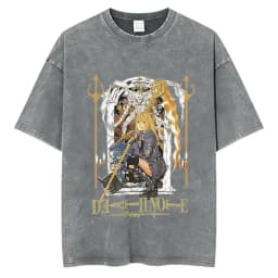 Vintage Washed Anime Death Note Misa Amane Print T Shirts Men Women Clothing Cotton Casual T-shirt Fashion Short Sleeve T-shirts