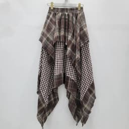 DEAT Fashion New Items Irregular Plaid Patchwork Pleated A-line Skirts For Women High Elastic Waist Mid-length Skirt 11A06244