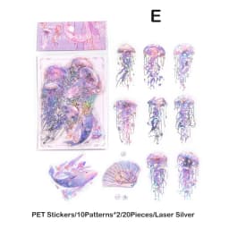 20pcs Twinkle Jellyfish Stickers Pack Laser Silver Collage for Junk Journal DIY Scrapbooking PET Aesthetic Decor