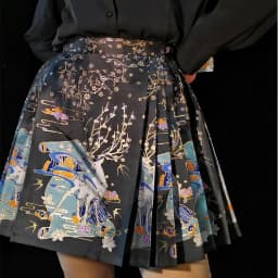 Chinese Style Improved Ming Dynasty Exquisite Printed Horse-face Skirt Women High Waist All-match Pleated Mini Horse-face Skirt