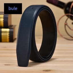 Genuine Leather Belt for Men Smooth Bule Waist Belt Boys Youth Adult 3.3cm Wide No Head Pattern Belt Faion Accory
