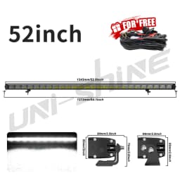 UNISHINE Slim 10-50 Inch Led Light Bar 6000K with Amber DRL 600W Work Light Bar 4x4 Offroad For Car Trucks ATV 4WD 12V 24V