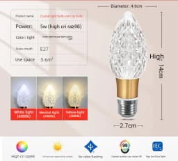 Modern Acrylic Diamond-Cut E27 E14 LED Bulb Chandelier Warm White Light cold 4000k Plug-in Hanging Lamp for Living Room Decor