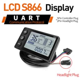 Ebike Sine WaveDisplay Controller 17A26A30A Three-Mode 24V/36V/48V with Learning Function S866 LCDColor Display 350W-1000W Motor