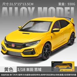 1:18 Honda Civic Type R Alloy Car Model Slide Multi-door Light Toy Ornament Diecast Alloy Car Model Collectible Gift