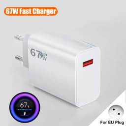 67W USB Charger Fast Charging Phone Wall Adapter For iPhone Samsung OnePlus OPPO Xiaomi Redmi Poco Charger USB Plug Type C Cable
