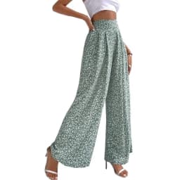 2024 New Red Green Blue Black Floral High-Waisted Bell-Bottoms Pants Loose and Comfortable Slim Ladies Design Feeling Pants