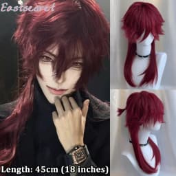 EAST Red Long Straight Synthetic Mullet Head Wig Wolf Tail Layered Fluffy Women and Men Wig for Daily Party Lolita Cosplay