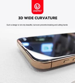 UNIPRO 3D Large Arc Borderless 0.4mm Corning HD Tempered Glass for iPhone 17 16 15 14 13 12 Pro Max Plus 17 Air Screen Protector
