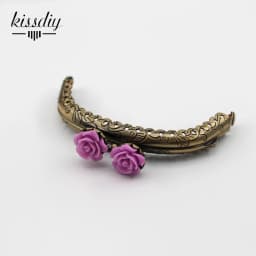 KISSDIY 10pcs 8.5CM Rose Head Pattern Purse Frame Antique Bronze Arc Shape Bag Kiss Clasp Lace Metal DIY Bag Accessories