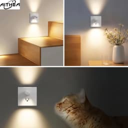 AITHEA Mini LED Night Light EU US Plug Dusk to Dawn Sensor Energy Saving Wall Lamp for Bedroom Bathroom Hallway