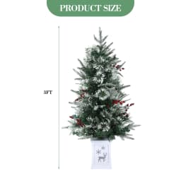 3FT Prelit Artificial Christmas Tree with Lights 3 Foot Artificial Christmas Tree with Snowflake Base 78 LED Prelit Christmas Tree Battery Operated Timer Easy Assembly Winter Holiday Decor