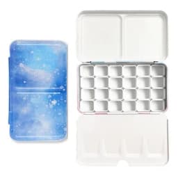 Empty Watercolor Palette Tin Color Mixing Palette Paint Storage Box Iron Paint Tray with Half/Full Pans For Painting