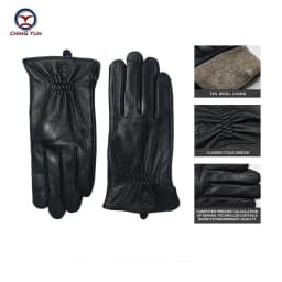 2025 New Winter man deer skin leather gloves male warm soft men's glove black three lines design men mittens sheep hair lining