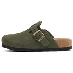 Comwarm Buckle Clogs For Women Men New Genuine Suede Clogs with Arch Support Soft Cork Footbed Mules Fashion Thick Beach Sandals