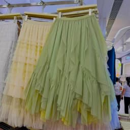 Elegant Petal Fine Mesh Half Skirt Women Spring Summer Irregular Long Fairy Skirt mid Length Korean Style High Waist Elastic