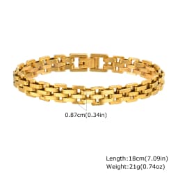 Chunky Bold Toggle Bracelets for Women, Stainless Steel OT Buckle Link Chain Bracelet Gold Plated Tarnish Free