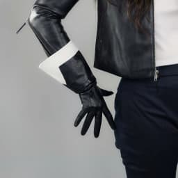 REAL LEATHER TECH LONG GLOVES Unisex Brown 38cm Wide Balloon Puff Sleeves Large LLDLLNT