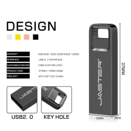 JASTER Memory Stick 2.0 Metal USB Flash Drive 64GB Free Custom LOGO Pen Drives 32GB Usb Pendrive Pack U Disk 16GB Free of Charge