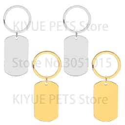 50Sets Dog Id Tags Stainless Steel Rectangle Blank Stamping Pendants Military Soldier Card Jewelry Making DIY Necklacer Key Ring