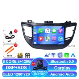 Android 15 Car Radio For Hyundai Tucson IX35 3 2015 2016 2017 2018 Multimedia Wireless Carplay Auto Qualcomm QLED Navigation DSP