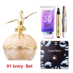 Mack Andy Ballet Loose Setting Powder Colour Diary Black Pearl Magic Air Cushion and Shezi Base Makeup Set Super Concealer Combo