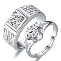 2PCS Couple Ring 925 Sterling Silver AAA Zircon for Women and Men Sweet Wedding Fine Jewelry Accessories Party Gift