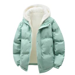 Puffer Jacket Men's Plush Thickened Parkas New Men's Hooded Fake Two Piece Winter Lamb Wool Jacket Male Fleece Liner Warm Coat
