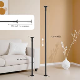 Adjustable Telescopic Pole No Drill Hanging Rod with Rubber Pads for Wall Protection, Ideal for Wardrobe, Kitchen,bathroom