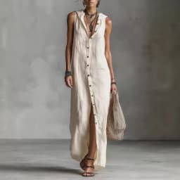 Women Dresses 2026 New summer solid color button open stitch sleeveless long dresses women's clothing vestidoes