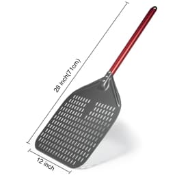 12" Hard Anodized Perforated Pizza Peel Rectangle Pizza Turning Shovel Set Aluminum Pizza Peel Paddle 40cm Long Silicone Handle