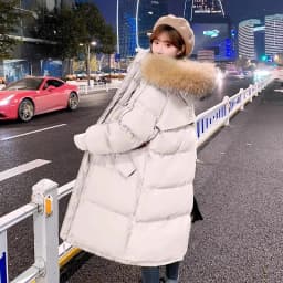 2026 Winter Thickened down Cotton Jacket Women's Loose Korean Style Bread Coat Warm Long Sleeve Zipper Closure Hooded Coat