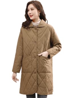 Thin Cotton Jacket Women's Mid-Length Lightweight Winter Coat Padded Outerwear Mom's Fashionable Spring Autumn Jacket