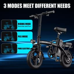 500W G11 Electric Bicycles Ebike E-Bike For Adults, 3-Riding Modes, 14' Foldable Ebike, With Charger And Battery, MAX Speed 19.9 MPH, Rear Disc Brakes, With A Basket And Lock, Durable And Lightweight Frame, All-Terrain Foldable Ebike
