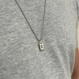 Stylish A-Z 26 Letters Necklace for Men Boys,Waterproof Stainless Steel Square Pendant Necklace,Initals Alphabet Collars Gifts