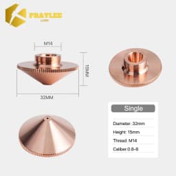 Praylee All Types Laser Nozzles Single/Double Layers Dia.28/D32mm for Raytools Precitec WSX HSG Bodor HANS Fiber Cutting Machine