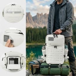 45L Large Capacity Tactical Hunting Backpack For Men With MOLLE Webbing System Dual Cup Holders Outdoor Survival Hiking Camping Rucksack For Wilderness Trip Travel Daily Work Commute Outdoor Camping Activities Gear Storage Backpack