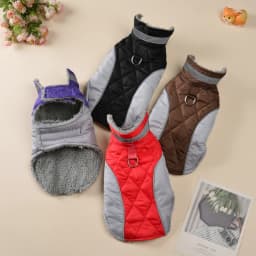 Reflective Dog Jacket Fleece Lined Warm Winter Pet Clothes Adjustable Hook Loop Coat for Small Medium Dogs French Bulldog Pug