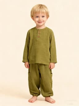 2Pcs Organic Cotton Kids Baby Sets Spring Summer Solid Tshirt Top + Pant Casual Toddler Boy Clothing