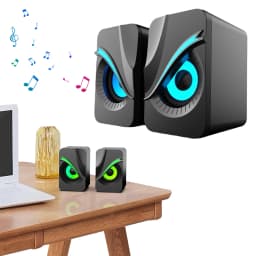 Computer Speakers with RGB Lights Mini Desktop Speaker Wired Volume Control Subwoofer Speaker for PC Computer Laptop