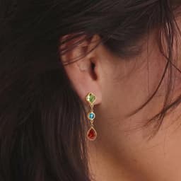 Uworld Elegant Multicolor Geometric Zircon Drop Earrings For Women 18K Gold Plated Stainless Steel Earrings Fashion Jewelry Gift