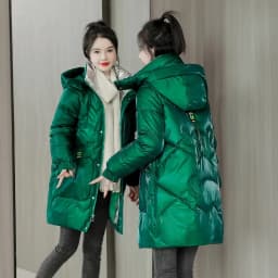 2026 Winter New Gloss Cotton Jacket Women's Medium to Long Korean Loose Coat Lady Thick Hooded Coats Female Warm Parker Overcoat