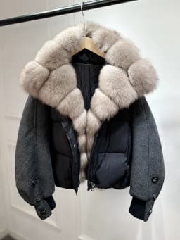 Lagabogy 2026 Natural Real Fur Collar Down Coat Women Thick Puffer Jacket Autumn Winter Loose Patchwork Sleeves Female Parkas