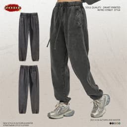 ZODF Retro Autumn Winter Men Batik Washed Cotton Sweatpants Unisex Loose Heavy Weight 420gsm Solid Joggers Pants HY0666