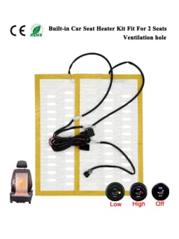 Universal Built-in Car Seat Heater Kit Fit 1 Seat 12V Alloy Wire Fast Heating Pads HI/LO 2-Level Round Switch Control System