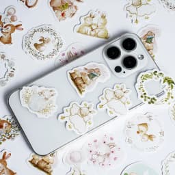46Pcs Kawaii Rabbit Sketchbook Stickers Set Aesthetic Diary Decorations for Children Scrapbooking School Stationery Supplies Box
