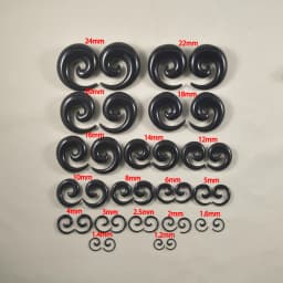 1Pair Acrylic Black Ear Spiral Expander Ear Plugs Spiral Ear-Piercing Stretcher Body Jewelry 1.2mm-24mm Piercing Jewelry