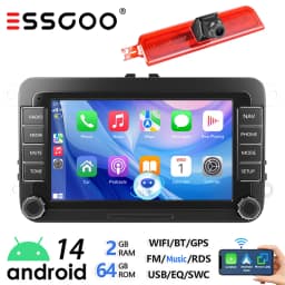 ESSGOO 7" Android 14 Car Radio for VW Caddy Life 2K Facelift with Rear View Camera and Brake Light Carplay Android Auto FM WIFI