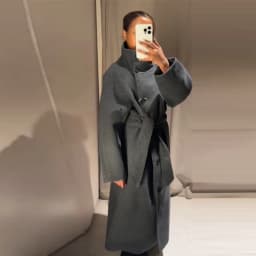 Elegant Waist Cinched Stand Neck Overcoat Lady Simple Full Sleeve Single Breasted Long Woolen Jacket Winter Fall Outdoor Outfits