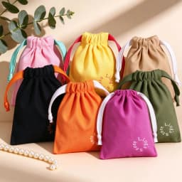 50pcs Custom Logo Cotton Drawstring Bag Personalized Jewelry Wedding Favor Gift Pouch for Fuse Beads Keychain Cosmetic Packaging
